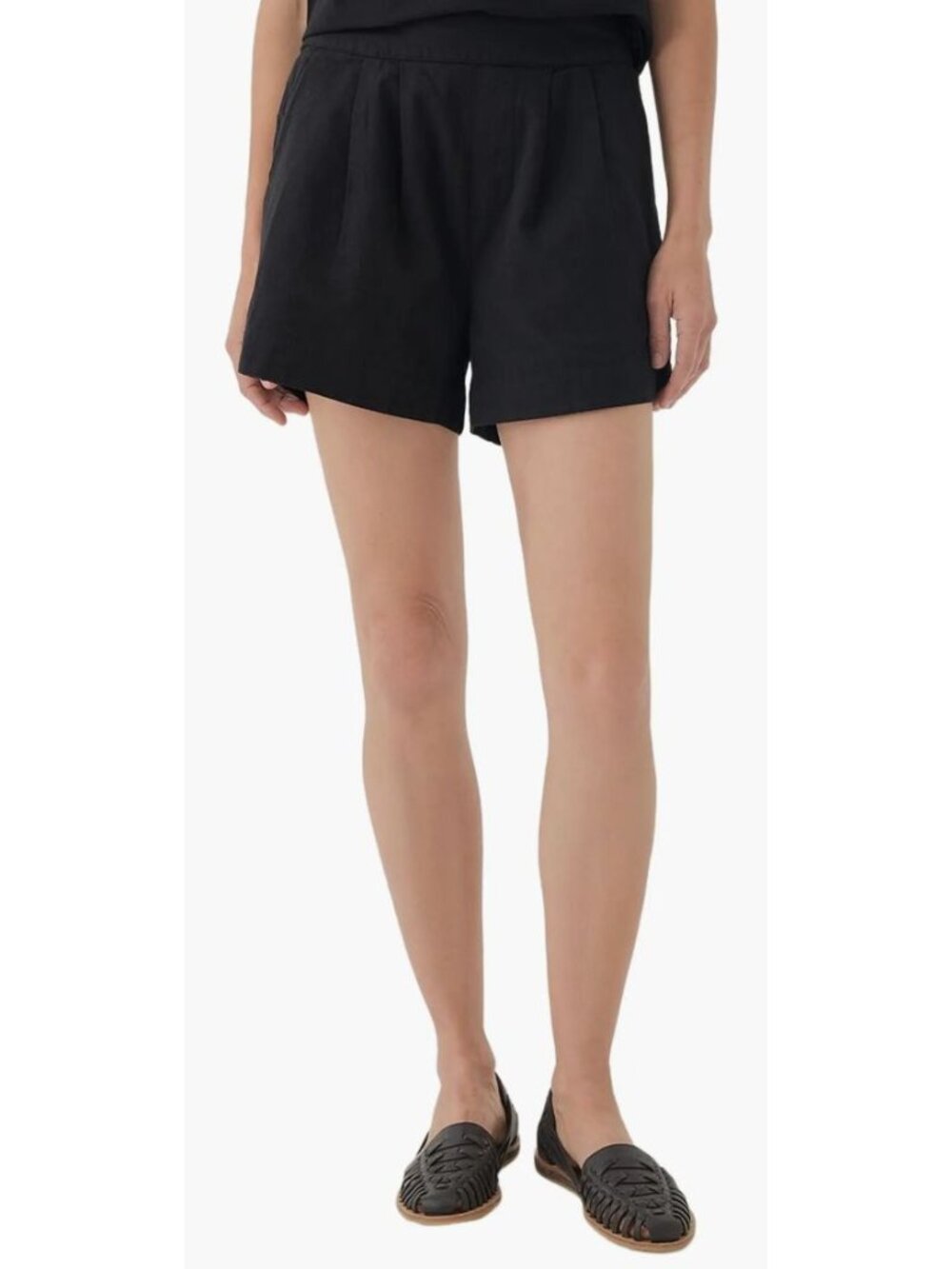 Pact Canopy Linen High-Waisted Short Made Organic Cotton Linen Black-sz XL - Picture 1 of 10